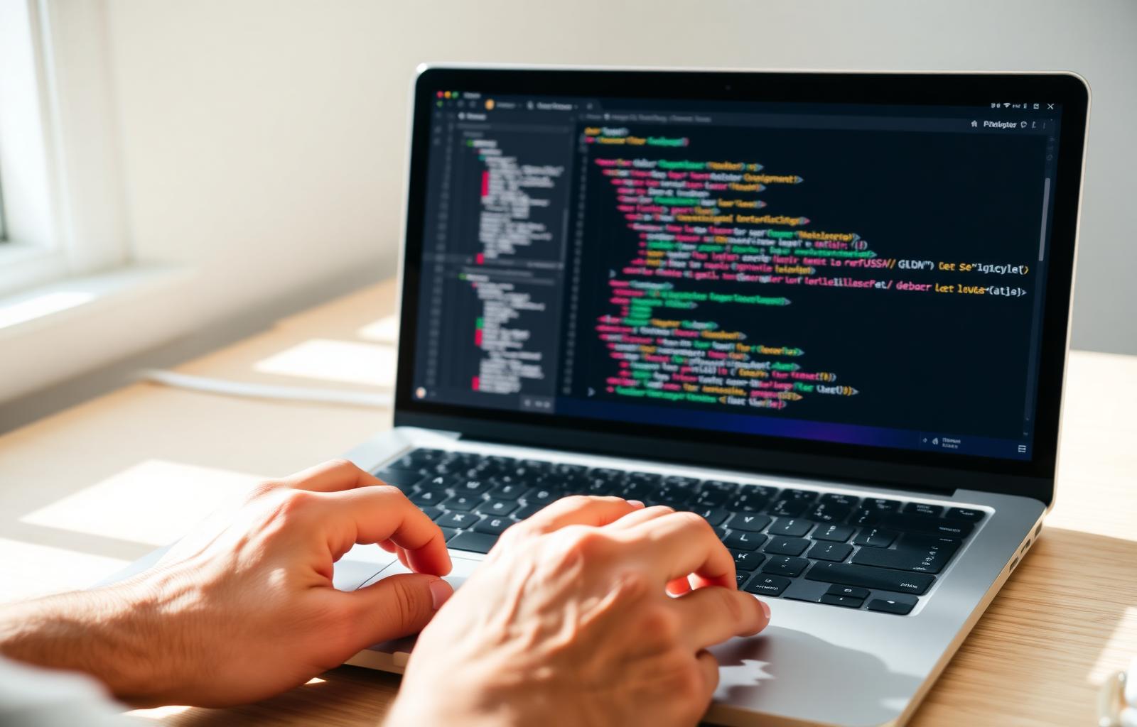 Utvecklare som bygger en webbplats på en bärbar dator